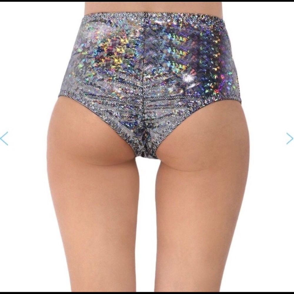 ✨SOLD✨Silver Rave Shorts - Picture 2 of 4